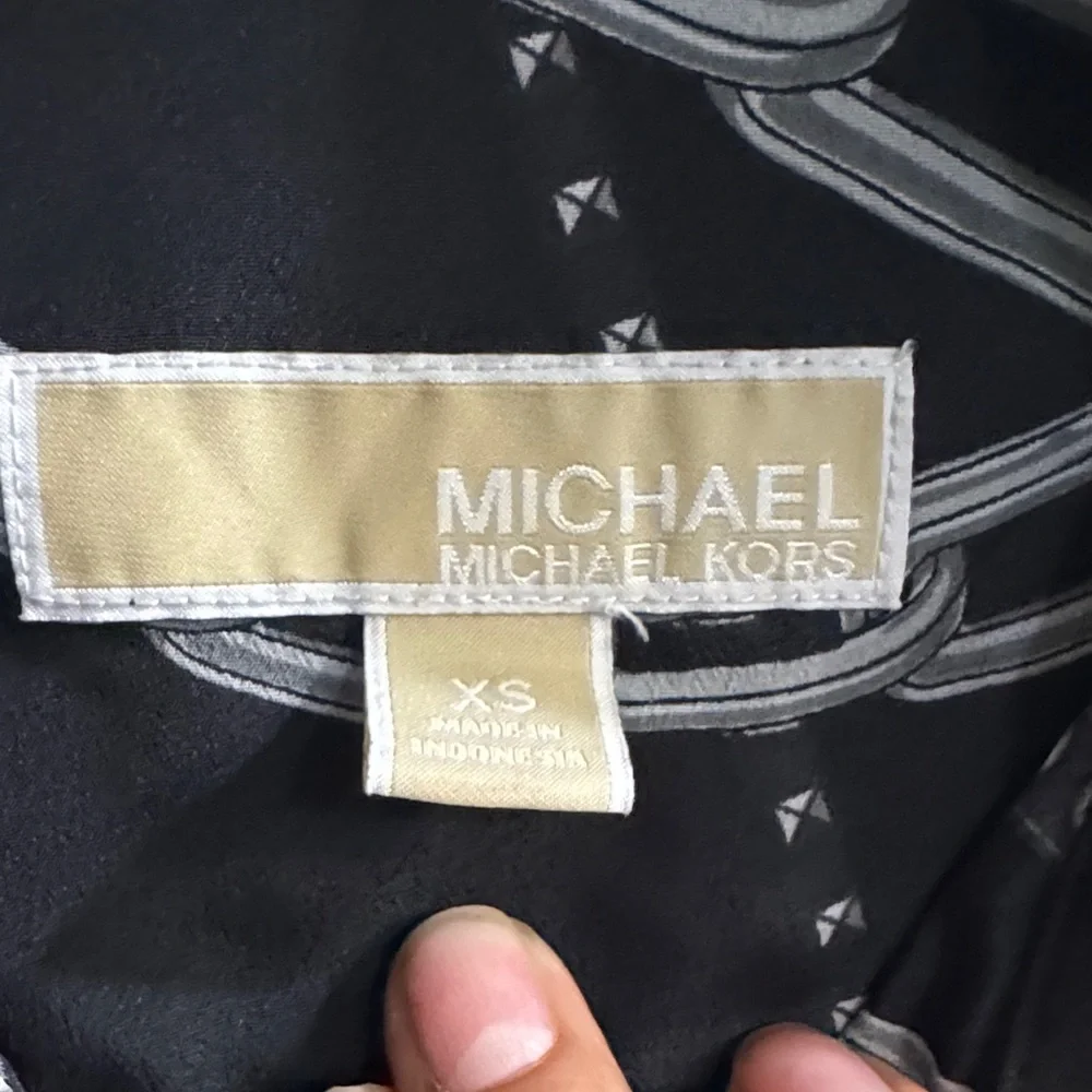 Michael Kors Black Zip-Front Jacket with Silver Chain Print
